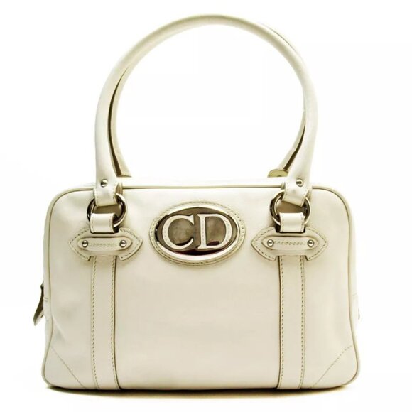 Auth Christian Dior Handbag Off White leather - Picture 1 of 16